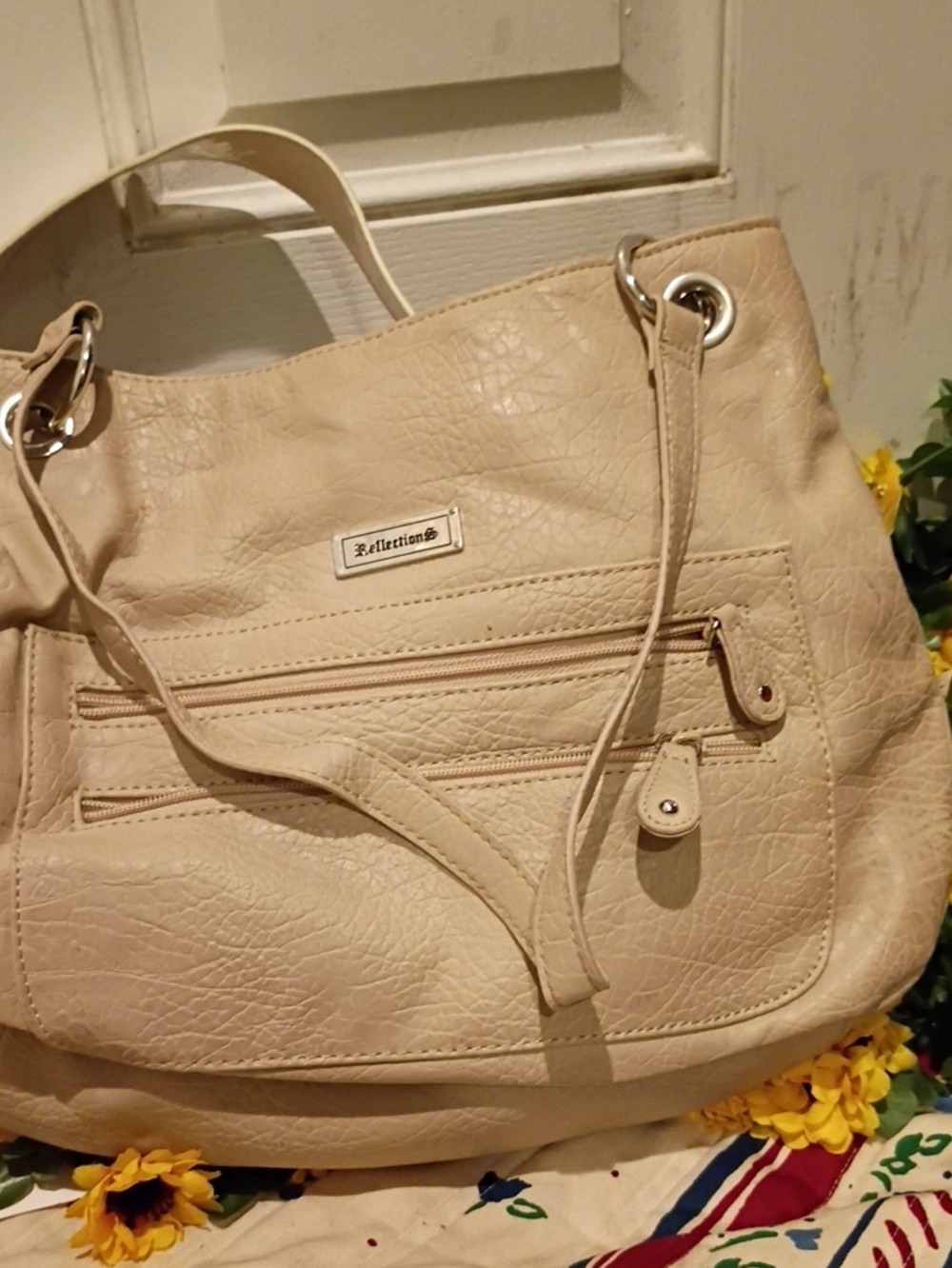 Soft Cream Shoulder Tote Bag
